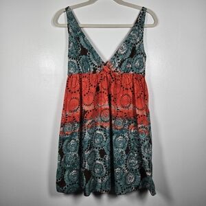 Vintage Y2K Old Navy Tie Dye Medallion Sleeveless Babydoll Sun Dress Size Small